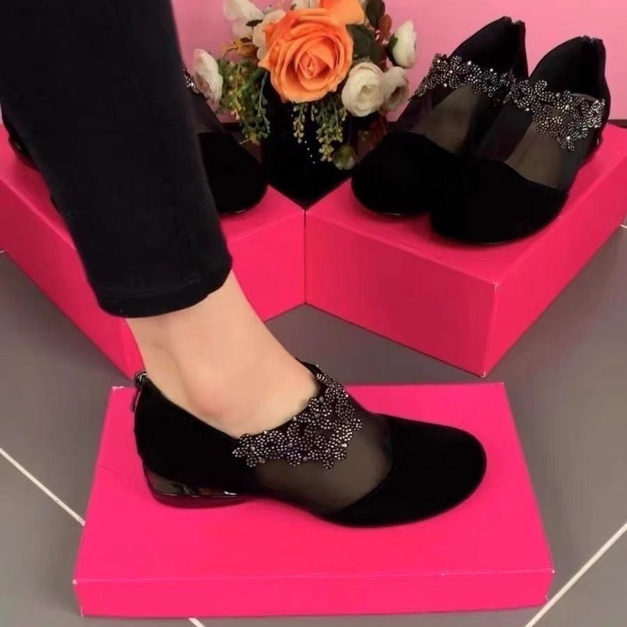 Damen Ballerinas Elegante Transparent mit Verzierungen