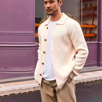 Herren Strickjacke Großrippig Mit Taschen Winter - BerlinGlamour