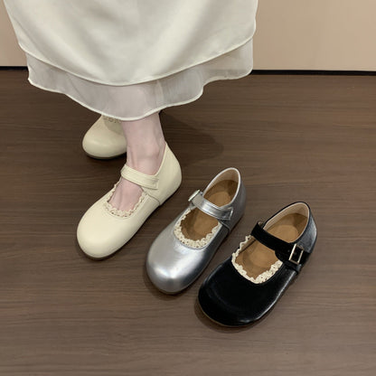 Elegante Damen Schuhe mit Schnalle Spitze und Dekoration