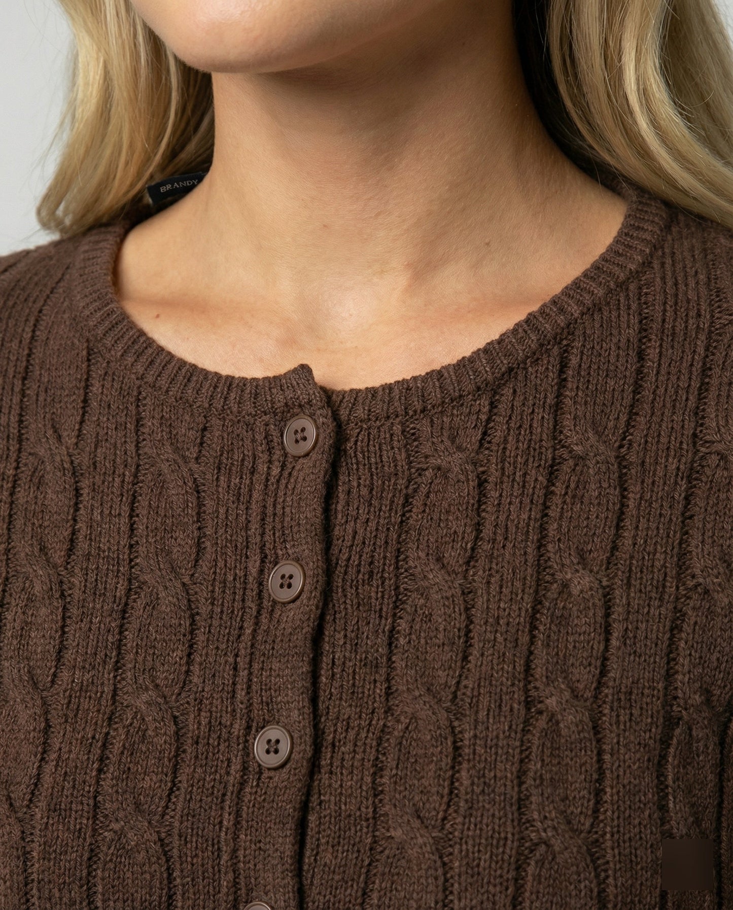 Damen Cardigan Zopfmuster Kurz Figurbetonter Rundhals