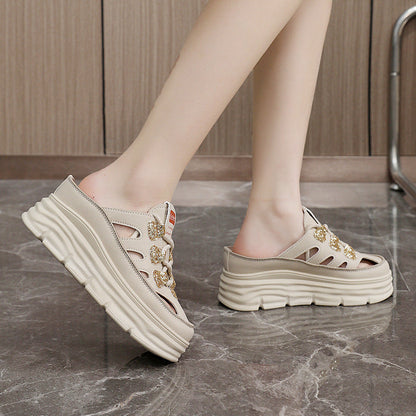 Damen Sneaker Bequem Chunky Slip-On mit Glitzer
