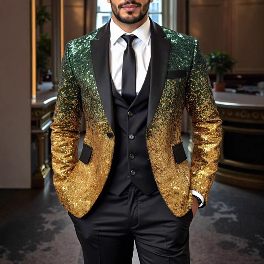 Herren Blazer Pailletten Elegant Modern Schwarzer Anzug - BerlinGlamour