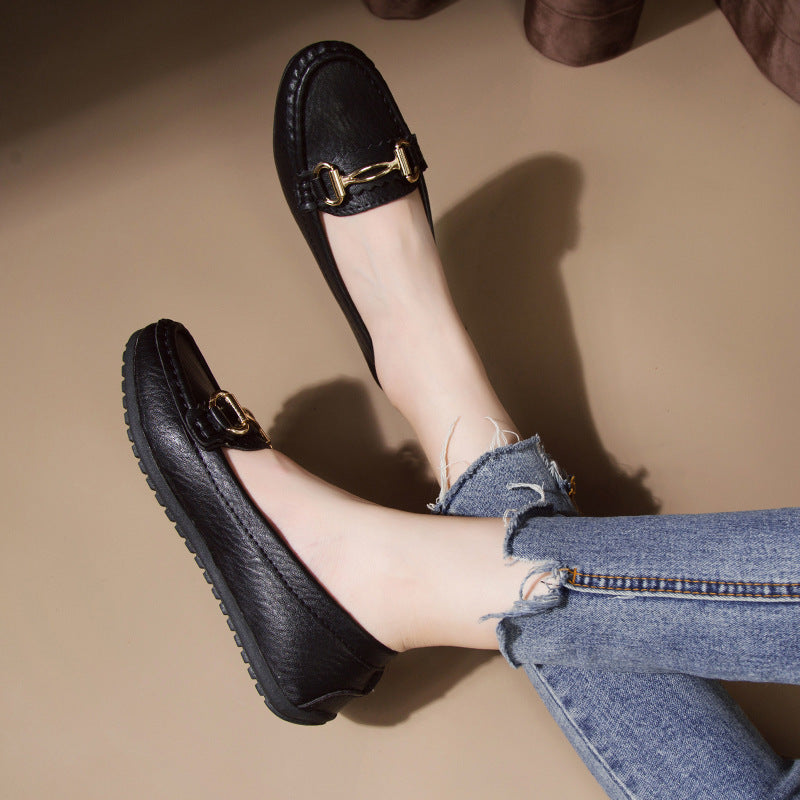 Damen Mokassinschuhe Gold Dekorative Pantoletten