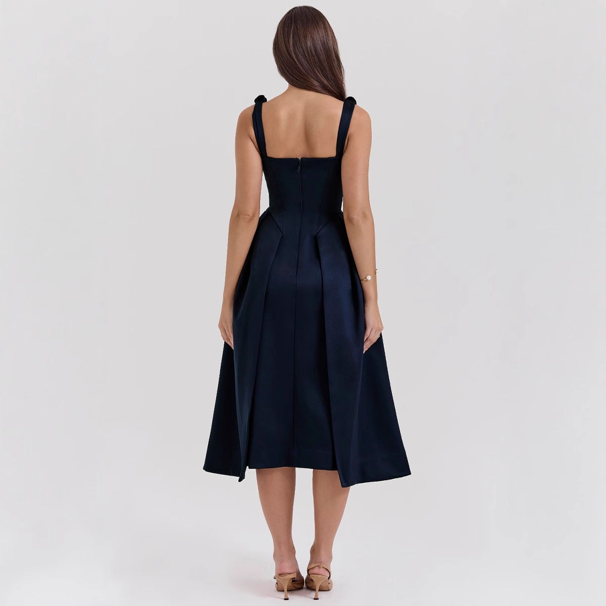Damen Maxikleid V-Ausschnitt Elegant Lang