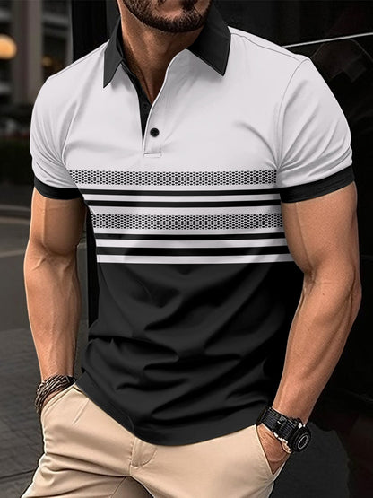 Herren Poloshirt Kurzarm Streifenmuster Modern Berlin