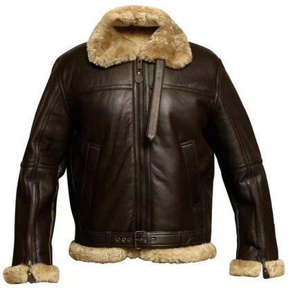 Lederjacke Herren Weich Teddyfutter Lammleder Schwarz