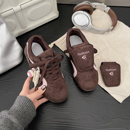 Damen Sneaker Sportlich mit Klettverschluss Wildleder Optik