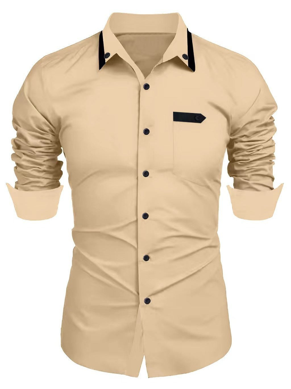 Elegantes Langarmhemd Herren mit Kontrastknöpfen Modern