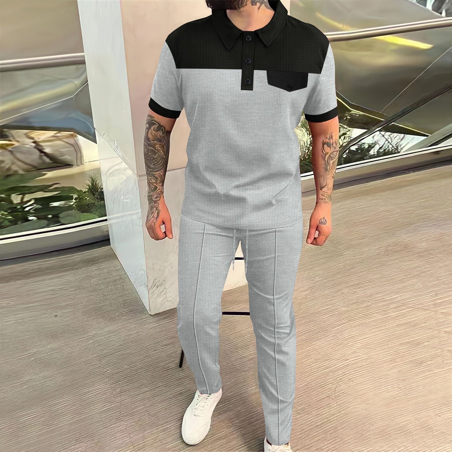 Herren Freizeithemd Elegant Strukturiert Modern