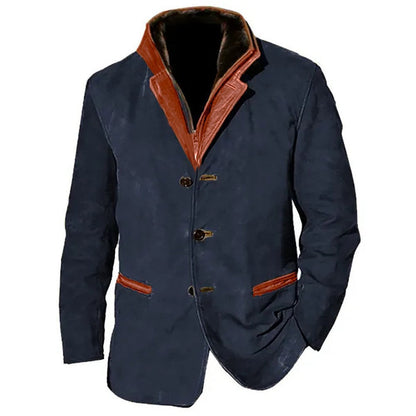 Herren Lederjacke Elegant Wildleder Mit Kontrastdetails