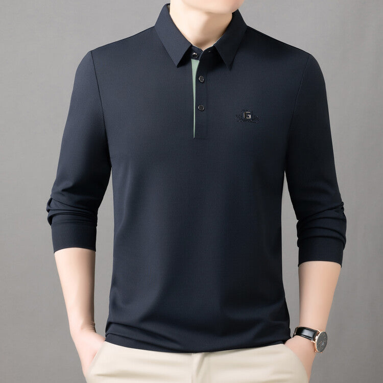 Herren Poloshirt Langarm Feuchtigkeitsregulierend Elegant