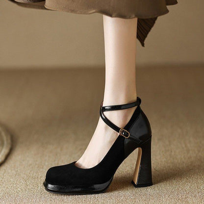 Damen Pumps Hochzeitsschuhe Luxus Blockabsatz Elegант - BerlinGlamour