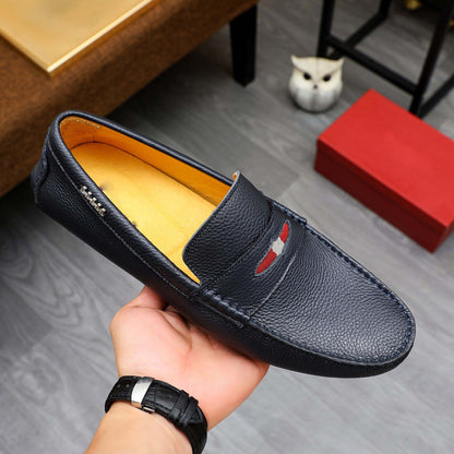 Herren Mokassin Leder Elegant Ziernaht Schuhe