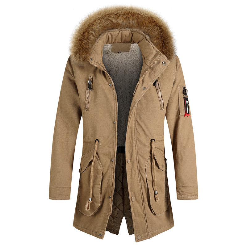 Herren Winterjacke Modisch Warm mit Abnehmbarer Kapuze
