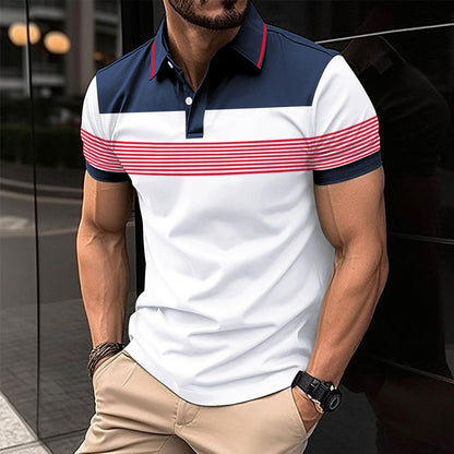 Herren Polohemd Streifenmuster Komfortschnitt Modern