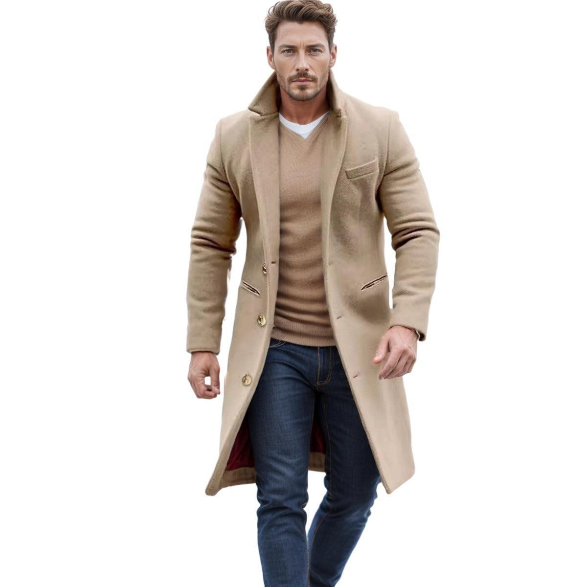 Herren Wollmantel Eleganter Wintermantel Strukturiert - BerlinGlamour