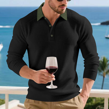 Herren Poloshirt Modern Strukturiert Elegant