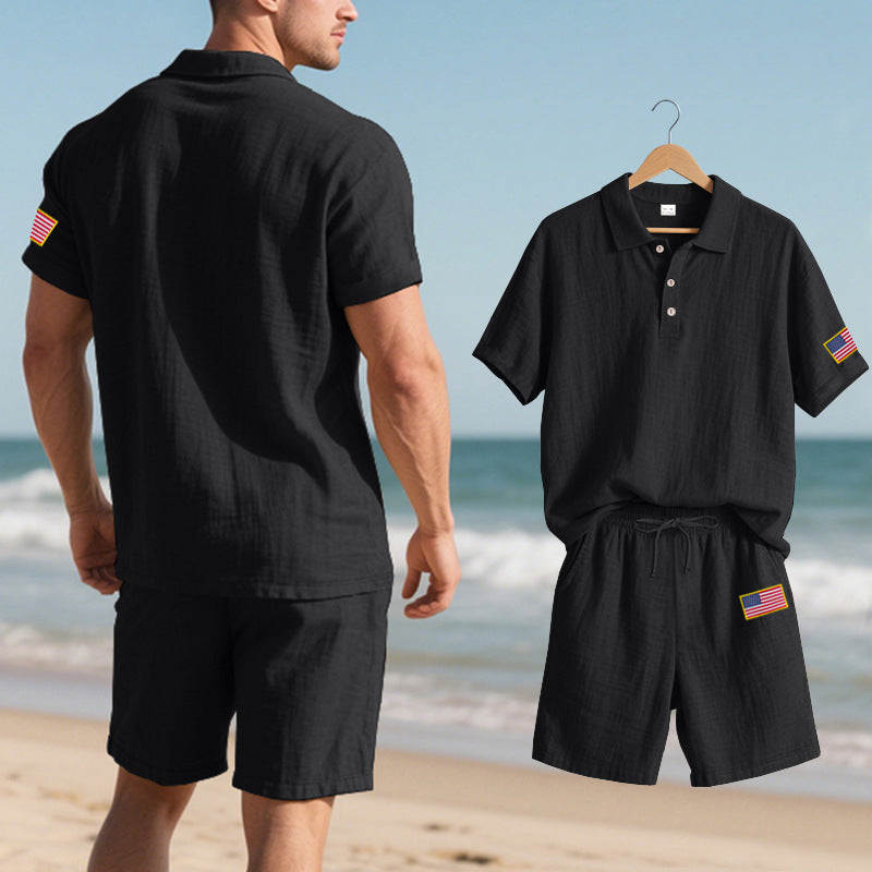 Herren Poloshirt mit Shorts Sommerlook Strandmode