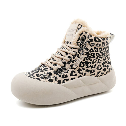 Damen Sneaker High-Top Wildleder Optik Kuschelig