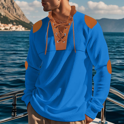 Ein modernes, elegantes Hemdley-Shirt mit dekorativem Schnürdesign, das für jeden Anlass geeignet ist. Es ist aus hochwertigem Material gefertigt und hat ein elegantes Design, das jeden Hemd
