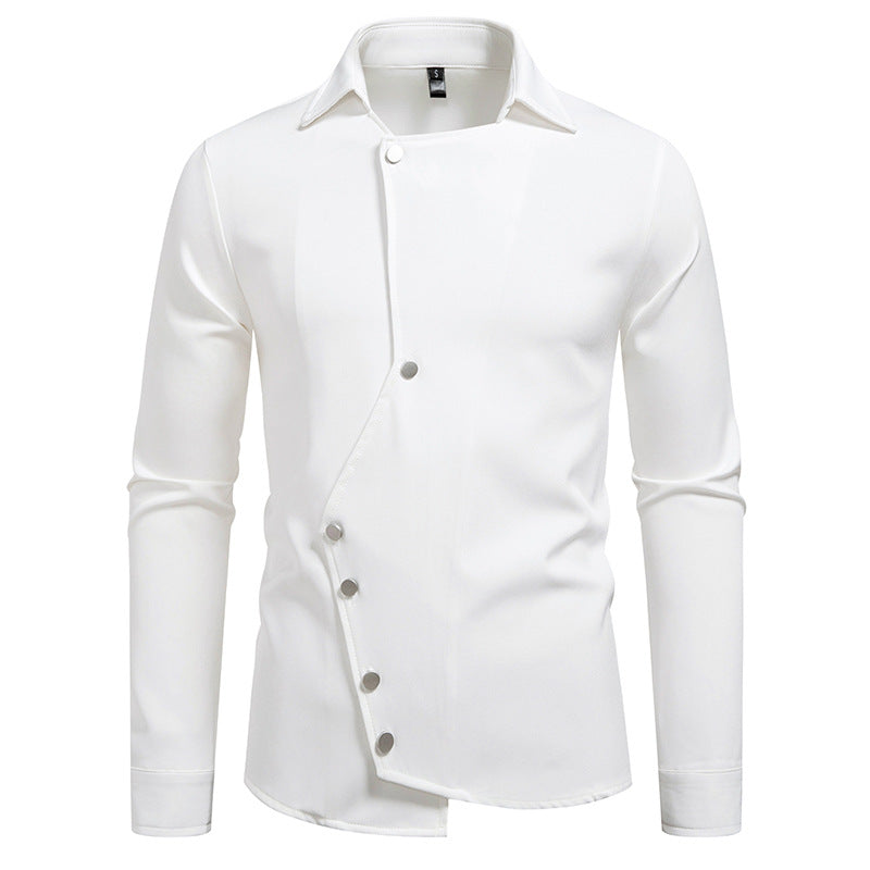 Herren Langarmhemd Modern Asymmetrisch Knopfverschluss