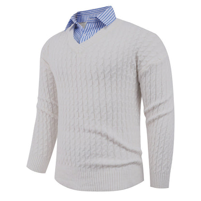 Herren Strickpullover V-Ausschnitt Fein Gestrickt Elegant