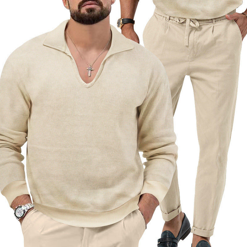 Herren Pullover V-Ausschnitt mit eleganten Hosen