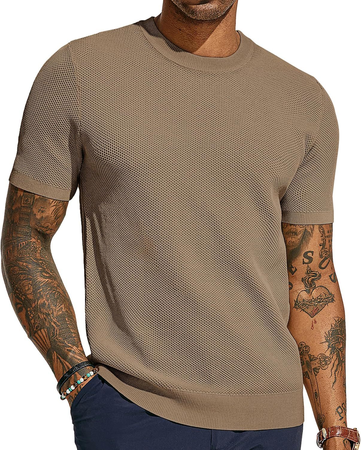 Herren T-Shirt Atmungsaktiv Netz-Top Sportlich