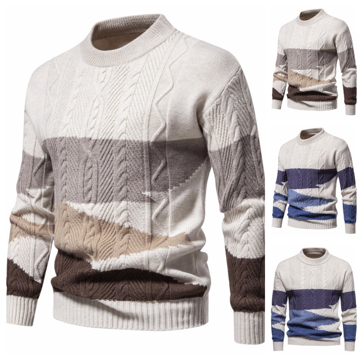 Herren Pullover Strick Modern Zopfmuster Graffiti Style - BerlinGlamour