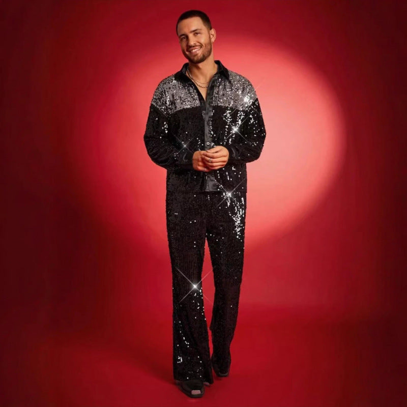 Herren Pailletten-Hose Glitzerhose Partyhose