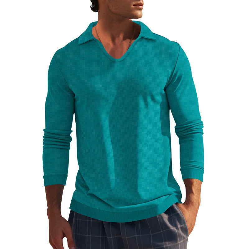 Herren Langarmshirt Modern V-Ausschnitt Strukturiert