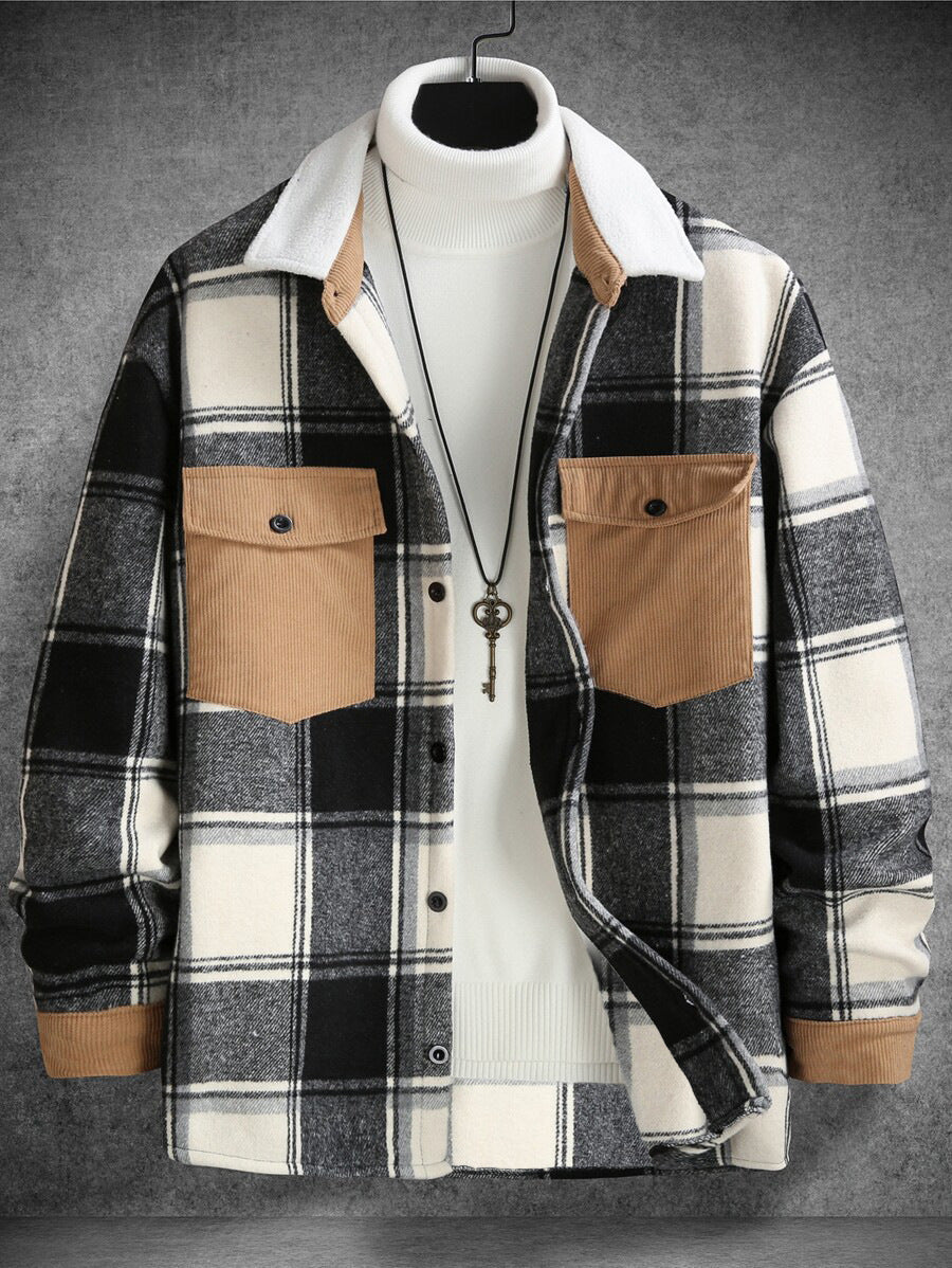 Herren Flanelljacke Karo mit Brusttaschen Weich