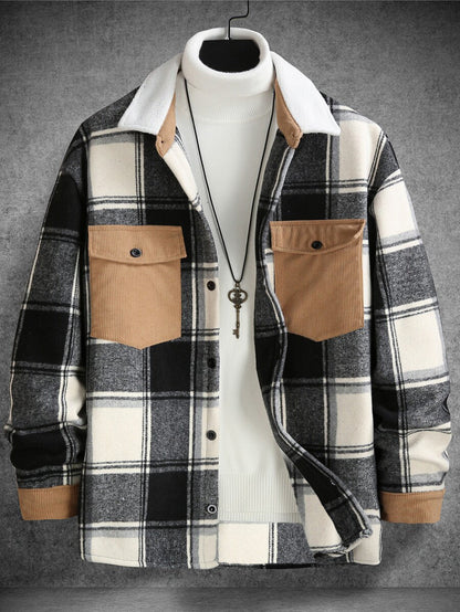 Herren Flanelljacke Karo mit Brusttaschen Weich