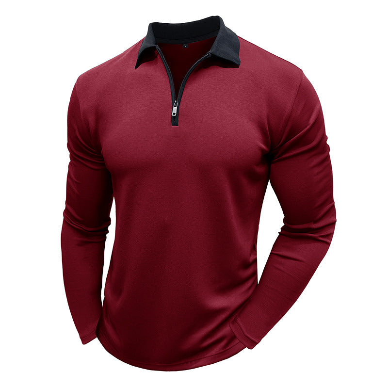 Herren Sportpolo Langarm Stehkragen Reißverschluss Funktionales Design