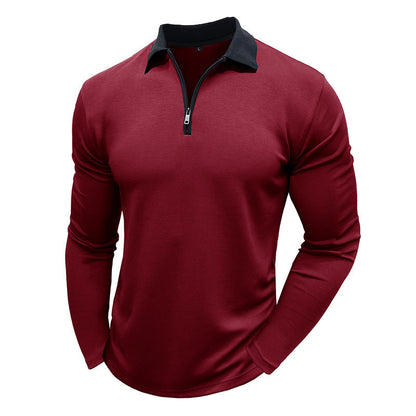 Herren Langarm Polo Sportlich Reißverschluss Top Modern