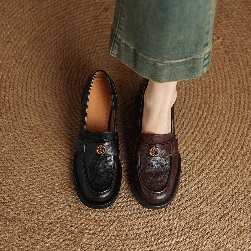 Damen Mokassins Elegante Lederschuhe Mit Riemen - BerlinGlamour