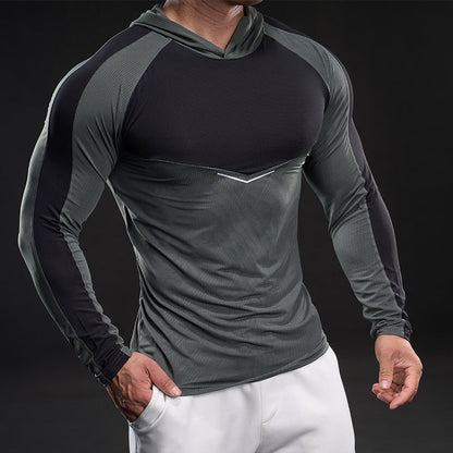 Herren Funktionsshirt Langarm Kapuze Atmungsaktiv Sportlich - BerlinGlamour