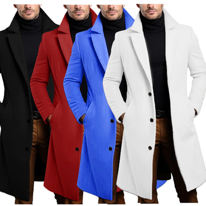 Herren Mantel Lang Geschnitten Elegant Schwarz