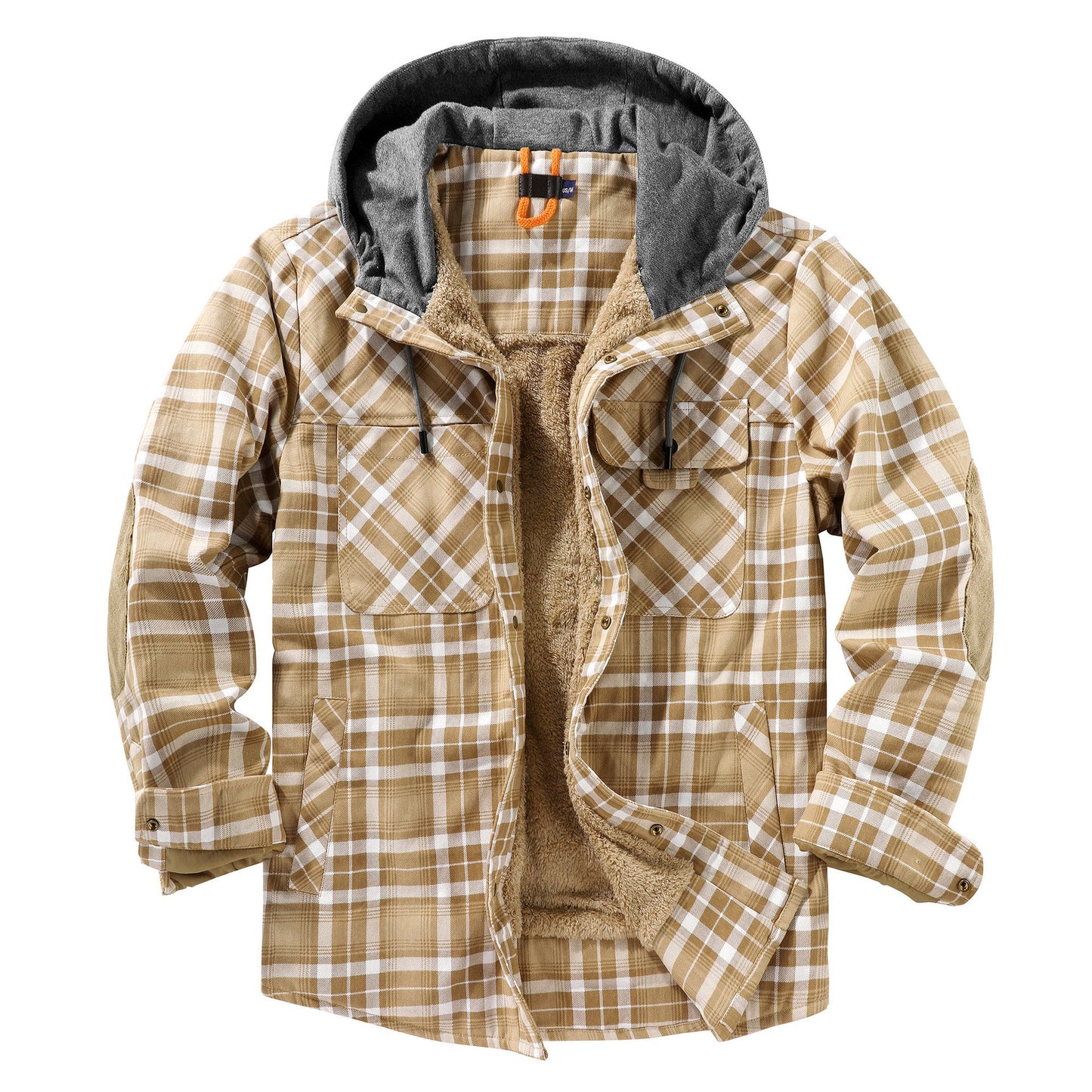 Herren Flanelljacke Weich Kapuze Warm Winter