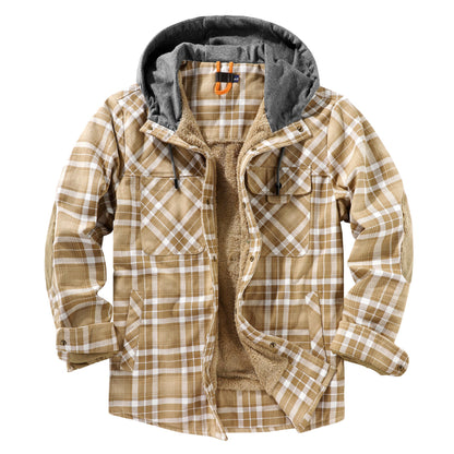 Herren Flanelljacke Weich Kapuze Warm Winter