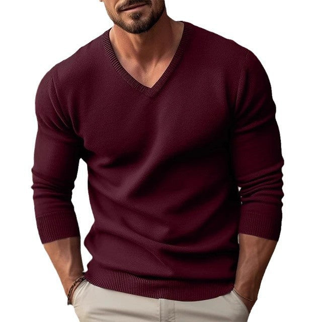 Herren Pullover V-Ausschnitt Baumwolle Hochwertig Elegant