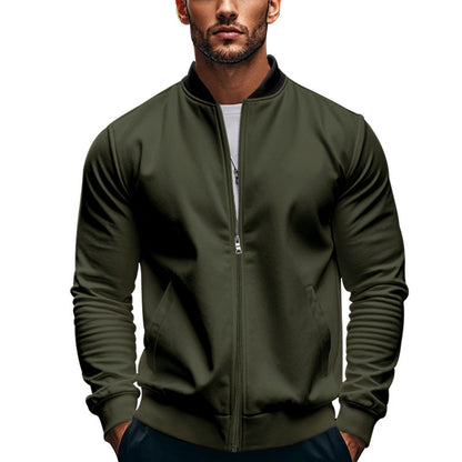 Herren Bomberjacke Sportlich mit Kragen und Taschen