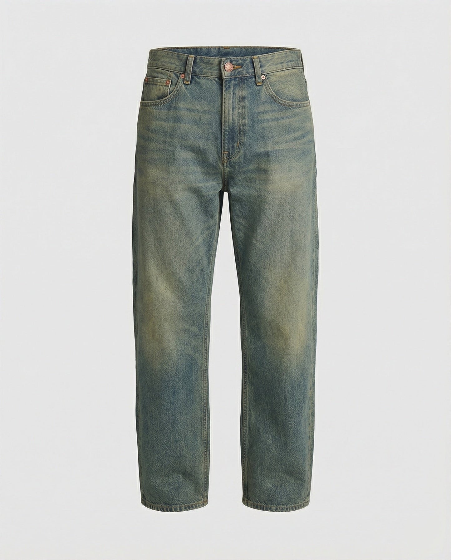 Herren Jeans Straight Leg Blau Washed Denim