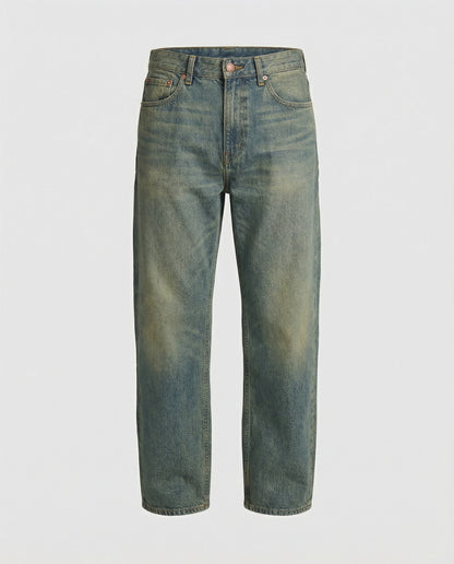 Herren Jeans Straight Leg Blau Washed Denim