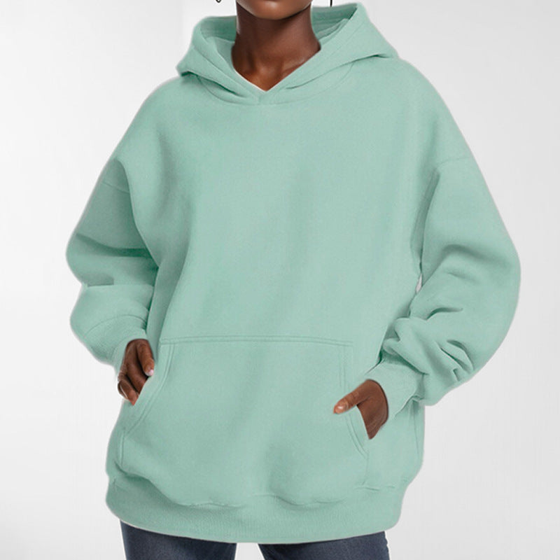 Damen Kapuzenpullover Weich Fleece Lockere Passform