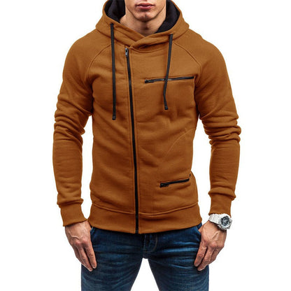 Herren Hoodie Funktionstaschen Reißverschluss Modern