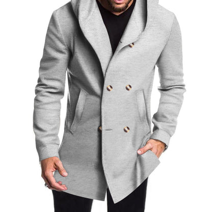 Herren Mantel Warm Elegant mit Knöpfen und großen Taschen