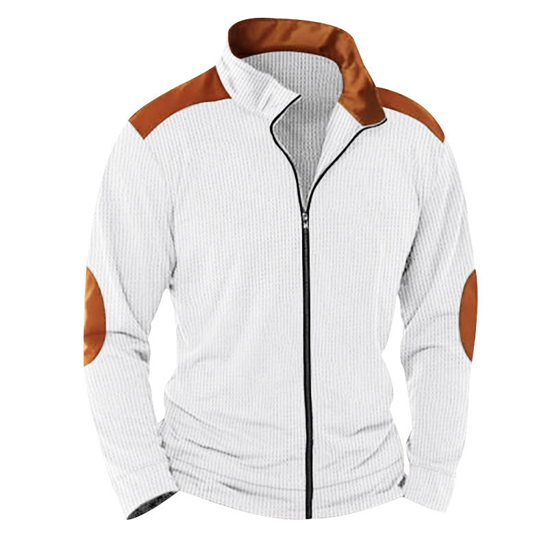 Herren Lederjacke Steppjacke mit Kragen Schwarz Elegant