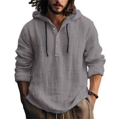 Herren Hoodie Hemd Kapuze Knopfleiste Casual Style - BerlinGlamour