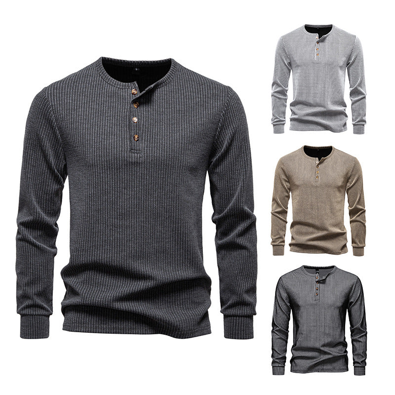 Herren Langarmhemd Mit Struktur und Knöpfen Modern